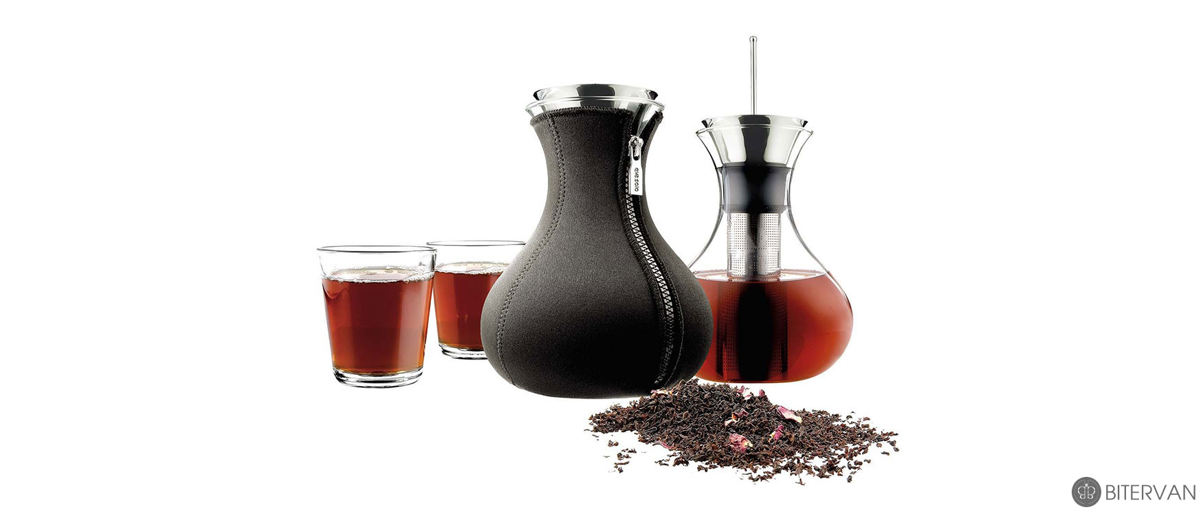 eva solo, tea maker,  neoprene cover and 2 tumblers 250 ml, black, 1.0 l